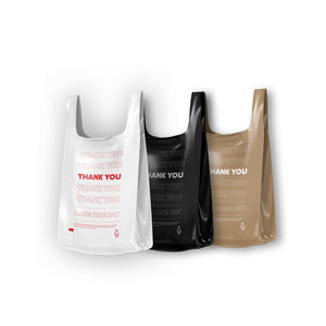 Thank You T-Shirt Bags — Pallet Pricing, 13 Micron, FREE Delivery